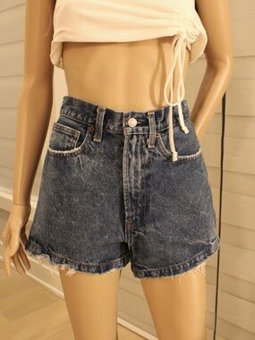 Abercrombie & Fitch Washed Blue High-Rise Denim Shorts